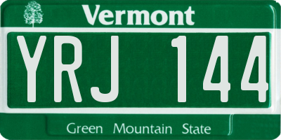 VT license plate YRJ144