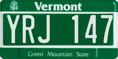 VT license plate YRJ147