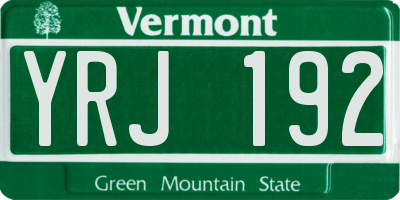 VT license plate YRJ192