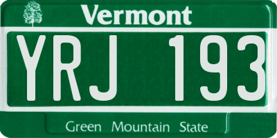 VT license plate YRJ193