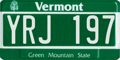 VT license plate YRJ197