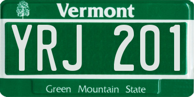 VT license plate YRJ201