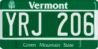 VT license plate YRJ206