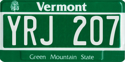 VT license plate YRJ207