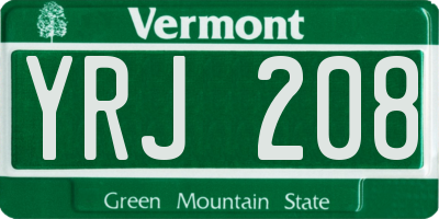 VT license plate YRJ208