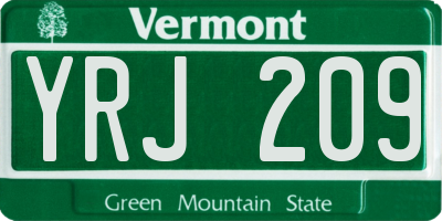 VT license plate YRJ209