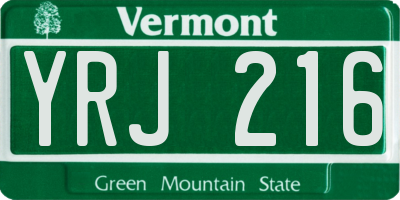 VT license plate YRJ216