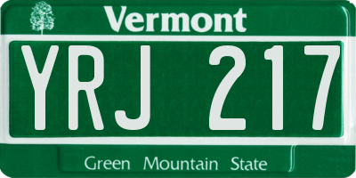 VT license plate YRJ217