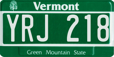 VT license plate YRJ218