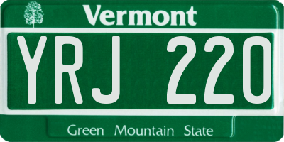 VT license plate YRJ220