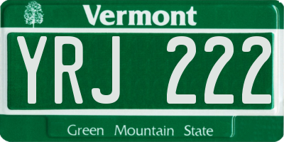 VT license plate YRJ222