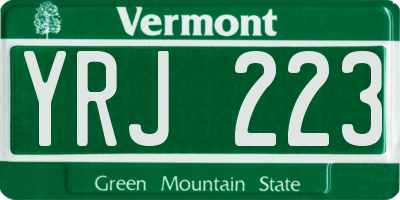 VT license plate YRJ223