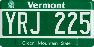 VT license plate YRJ225