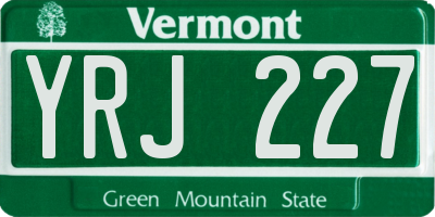 VT license plate YRJ227