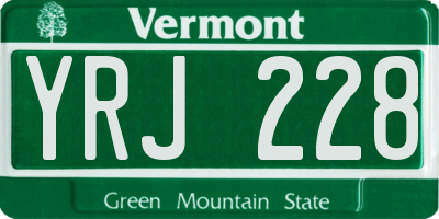 VT license plate YRJ228