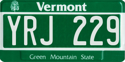 VT license plate YRJ229