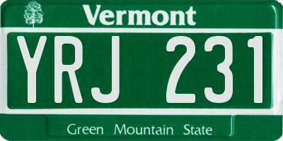 VT license plate YRJ231
