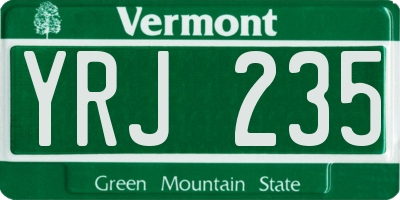 VT license plate YRJ235
