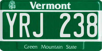 VT license plate YRJ238