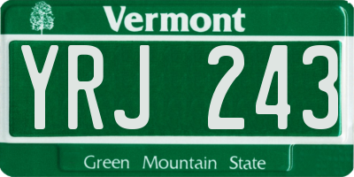 VT license plate YRJ243