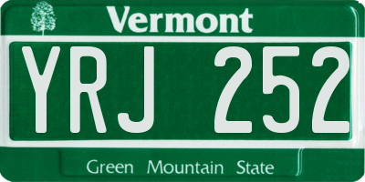 VT license plate YRJ252