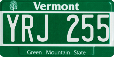 VT license plate YRJ255