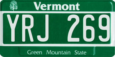 VT license plate YRJ269
