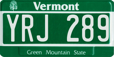 VT license plate YRJ289
