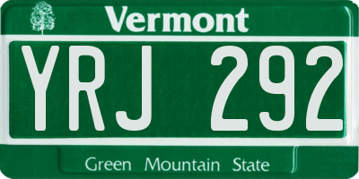 VT license plate YRJ292