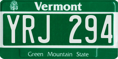 VT license plate YRJ294