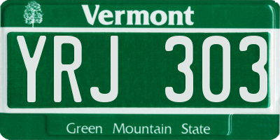 VT license plate YRJ303
