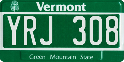 VT license plate YRJ308
