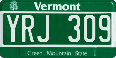 VT license plate YRJ309