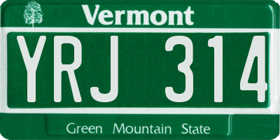 VT license plate YRJ314
