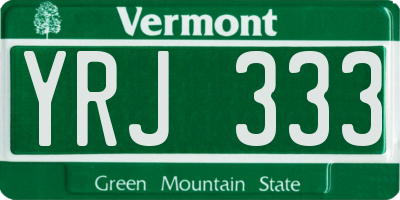 VT license plate YRJ333