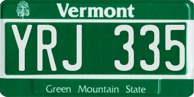 VT license plate YRJ335