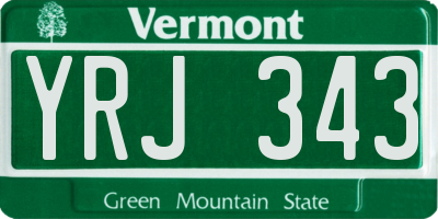 VT license plate YRJ343