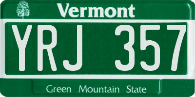 VT license plate YRJ357