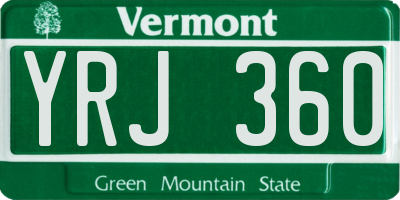VT license plate YRJ360