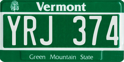 VT license plate YRJ374