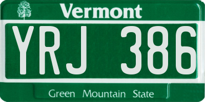 VT license plate YRJ386