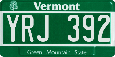 VT license plate YRJ392