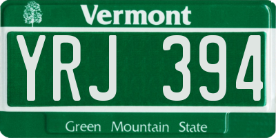 VT license plate YRJ394