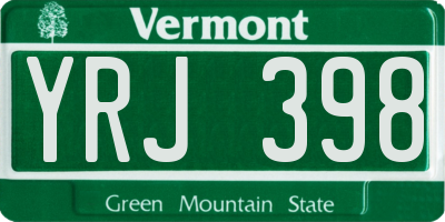 VT license plate YRJ398