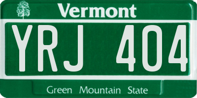 VT license plate YRJ404