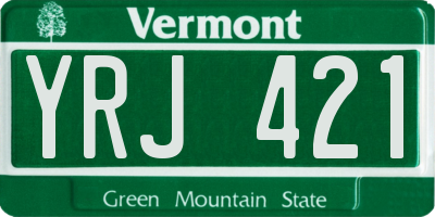 VT license plate YRJ421