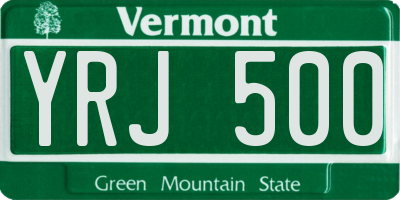 VT license plate YRJ500
