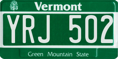 VT license plate YRJ502