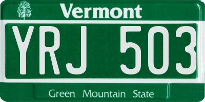 VT license plate YRJ503