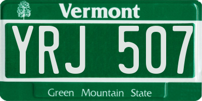 VT license plate YRJ507